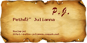 Pethő Julianna névjegykártya